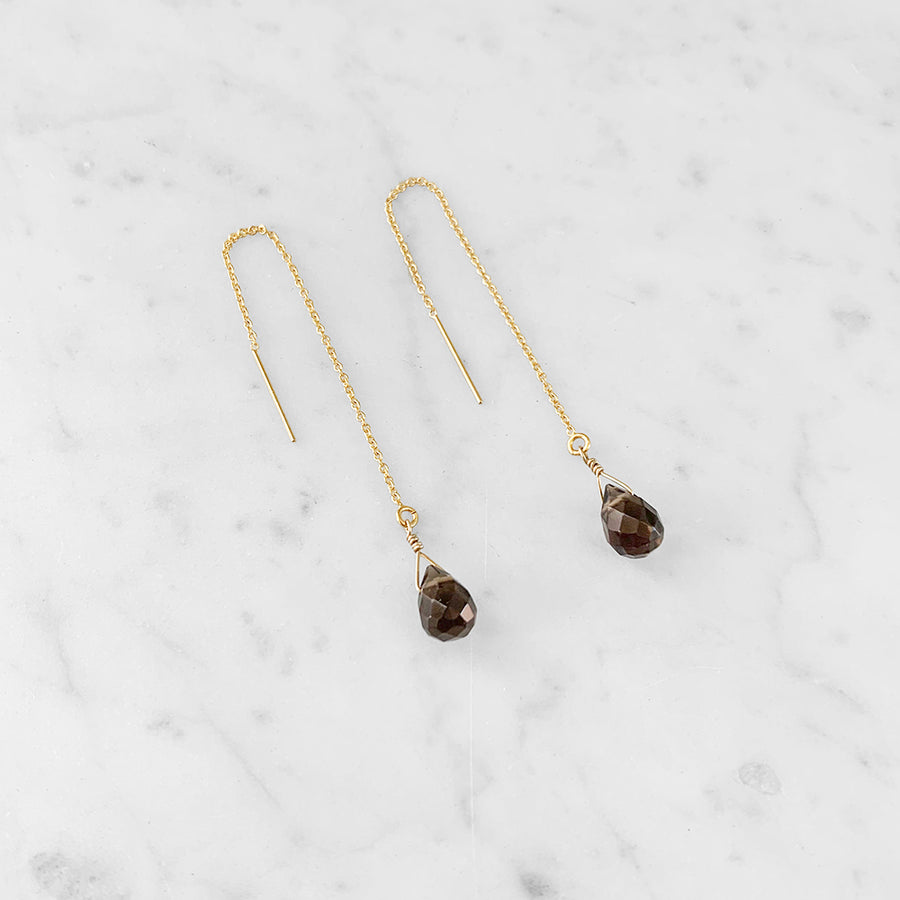 Smoky Quartz Threader Earrings