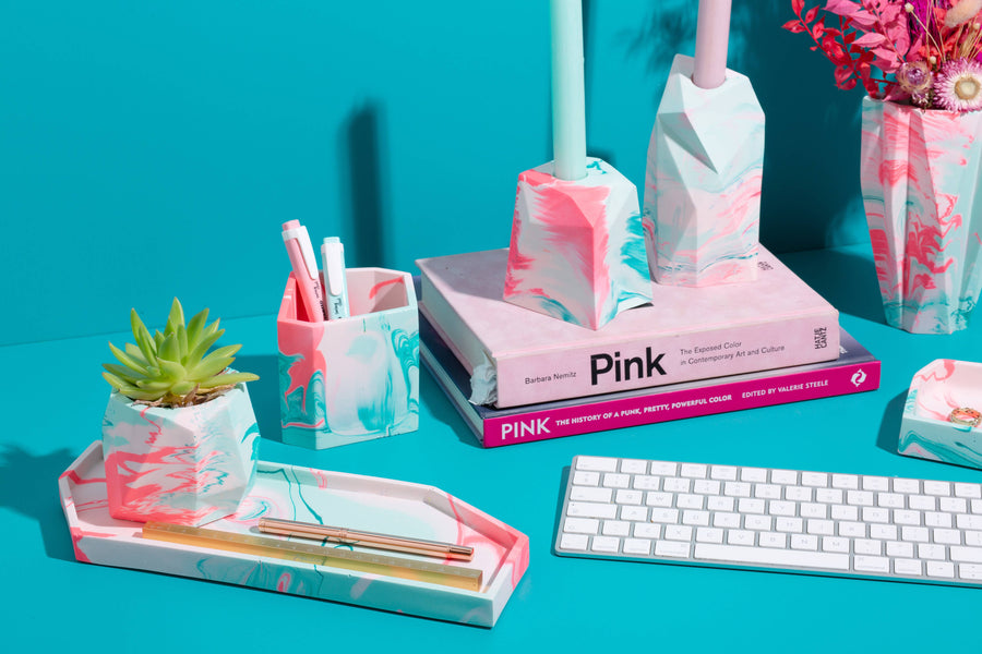 Plant Pot/Desk Tidy - Mint & Teal