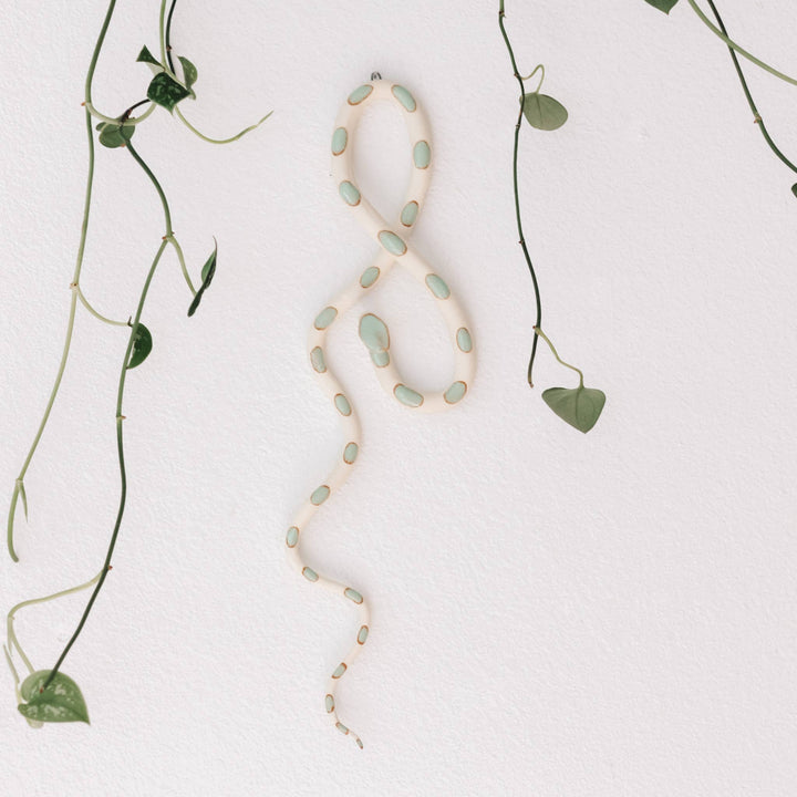 Large Ceramic Wall Snakes (Sylvia-white/turquoise)