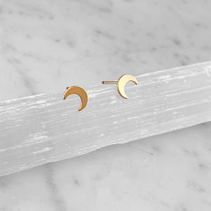 Gold Crescent Moon Post Earrings