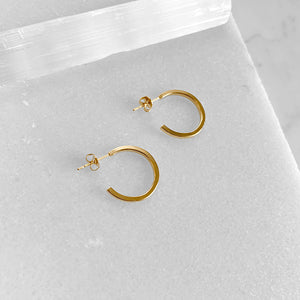 Square Profile Gold Hoop Earrings