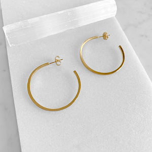 Square Profile Gold Hoop Earrings