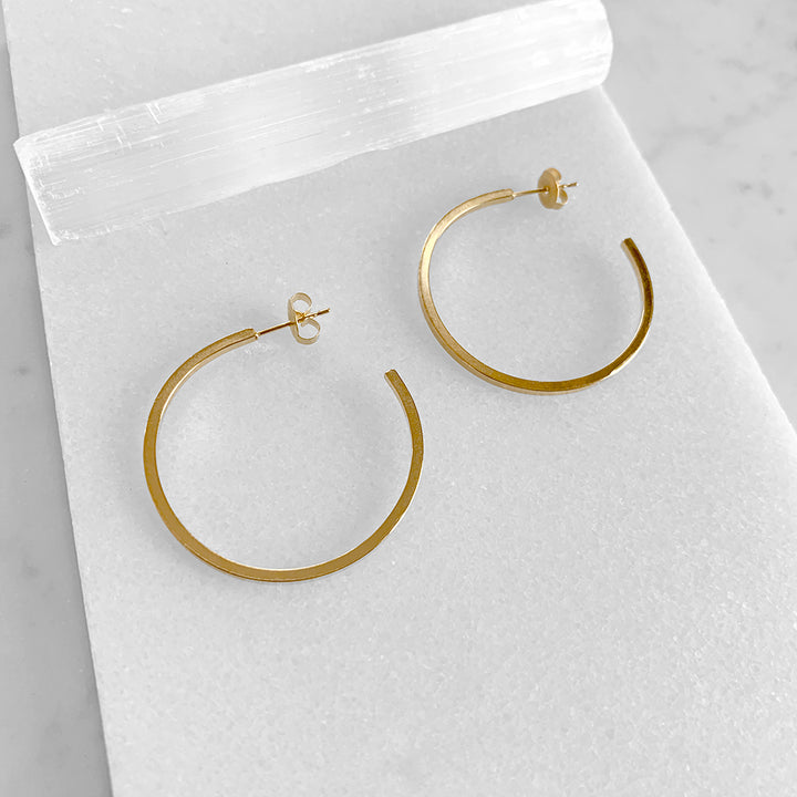 Square Profile Gold Hoop Earrings