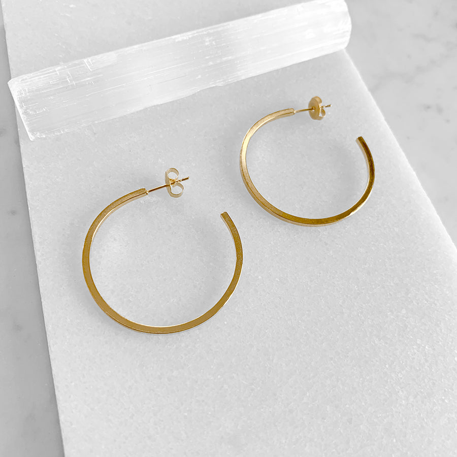 Square Profile Gold Hoop Earrings