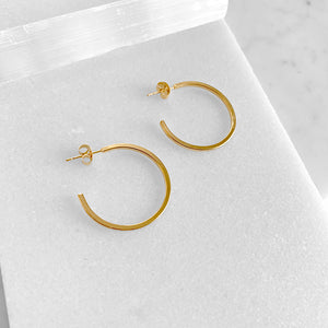 Square Profile Gold Hoop Earrings