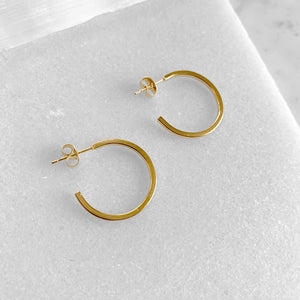 Square Profile Gold Hoop Earrings