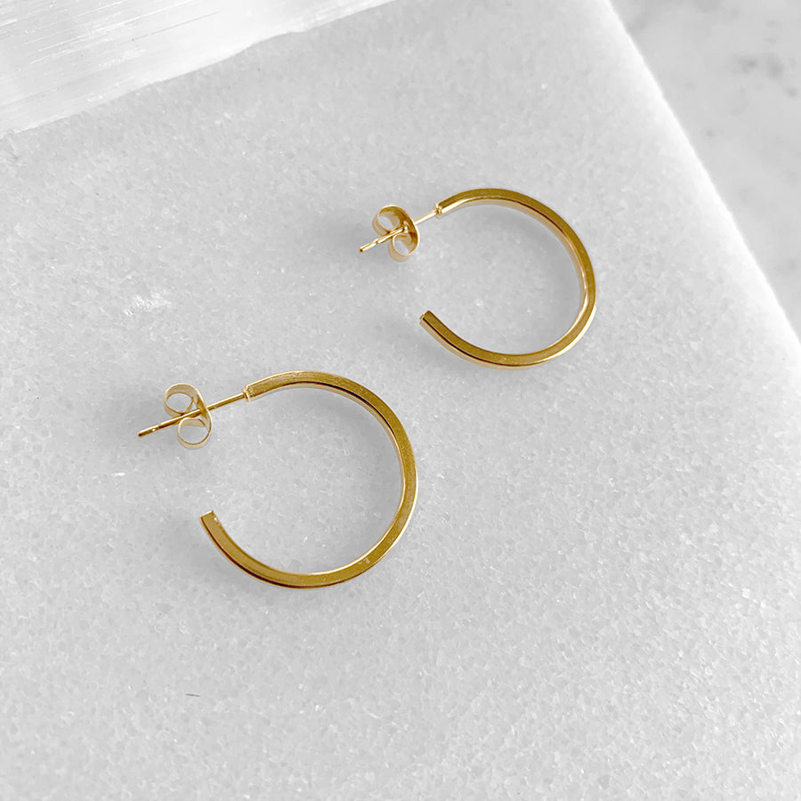 Square Profile Gold Hoop Earrings