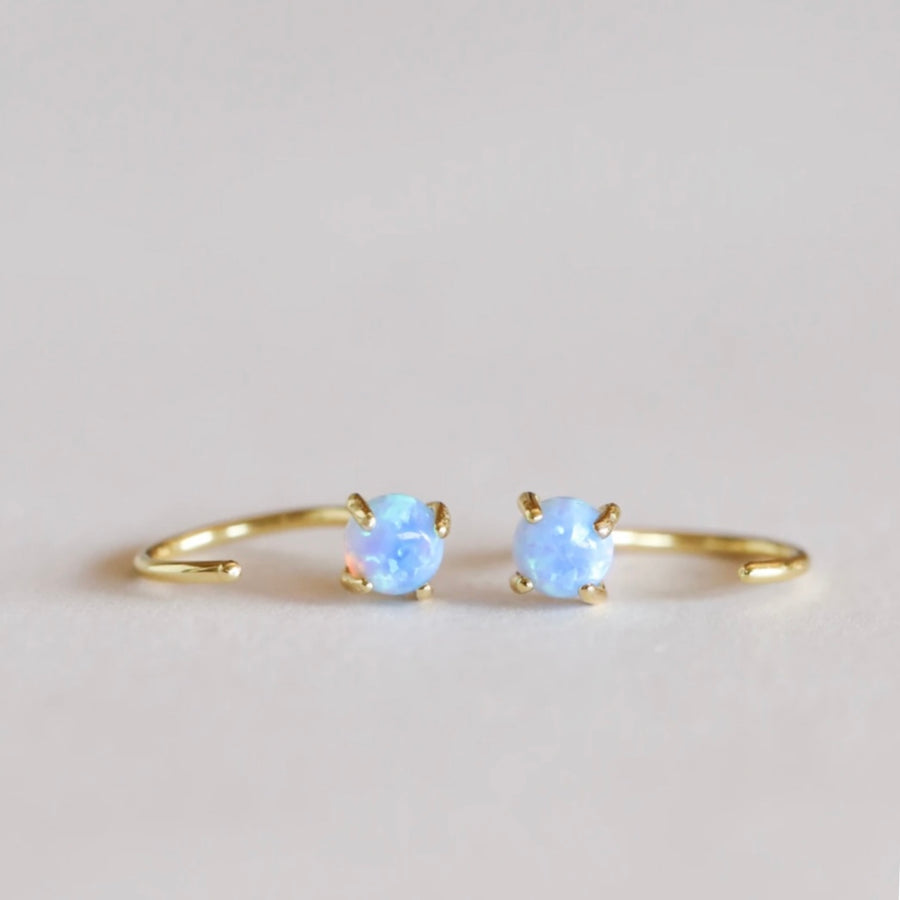 Gold Opal Huggies