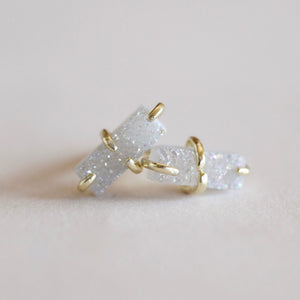 White Druzy Bar Stud