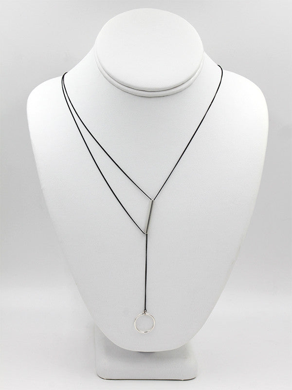 Geo Lariat Necklace Circle