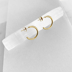 Satin Finish Gold Hoop Earrings