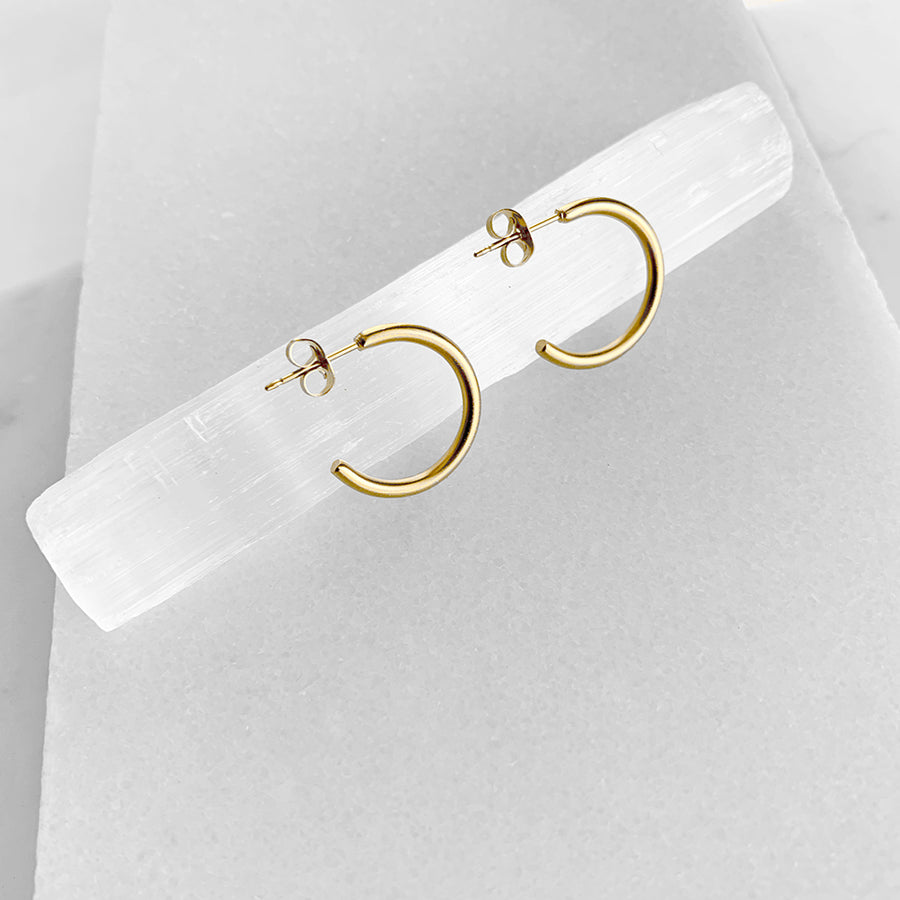 Satin Finish Gold Hoop Earrings