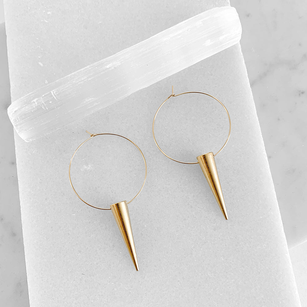 Spike Hoop Earrings - Sterling Silver - Oak & Luna