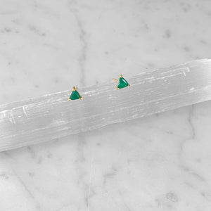 Mini Triangle Gemstone Post Earrings