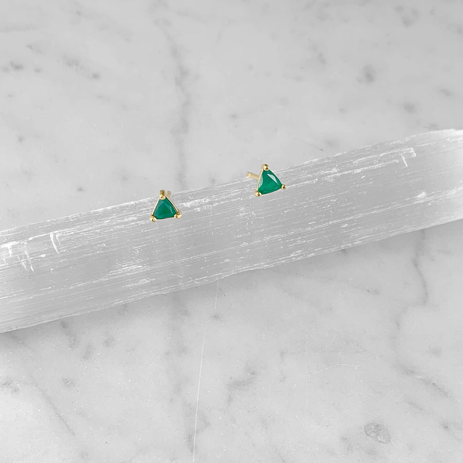 Mini Triangle Gemstone Post Earrings