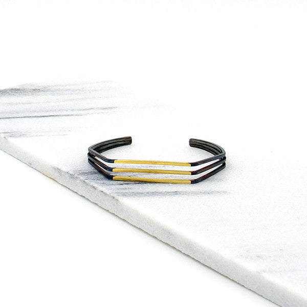 Triple Cuff Bracelet--Oxidized